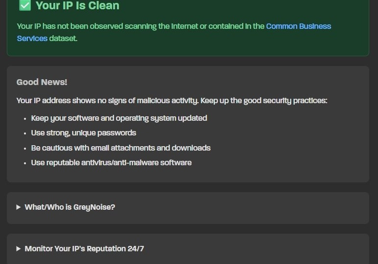 Как легко и быстро проверить свой IP-адрес. GreyNoise Labs запустила сервис GreyNoise IP Check, проверяющий адрес подозрительную активность