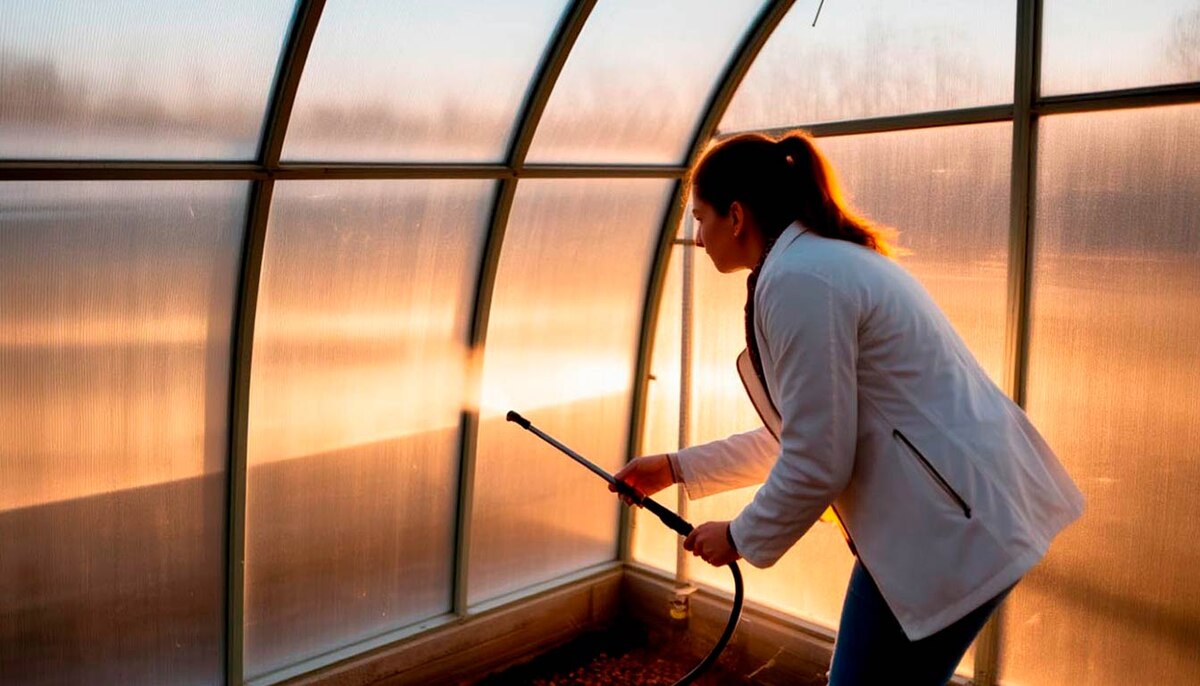 Дезинфекция теплицы осенью уничтожает возбудителей болезней и вредителей, накопившихся за летний период, что предотвращает их размножение и заражение новых растений в следующем сезоне.