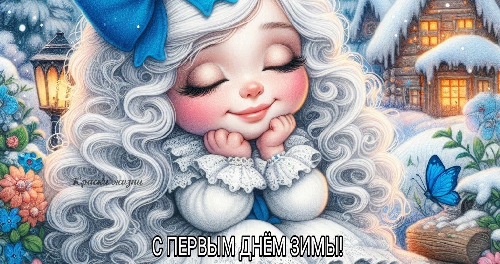 Открытки "С первым днем зимы", "Доброе утро с первым днем зимы", "1 декабря"