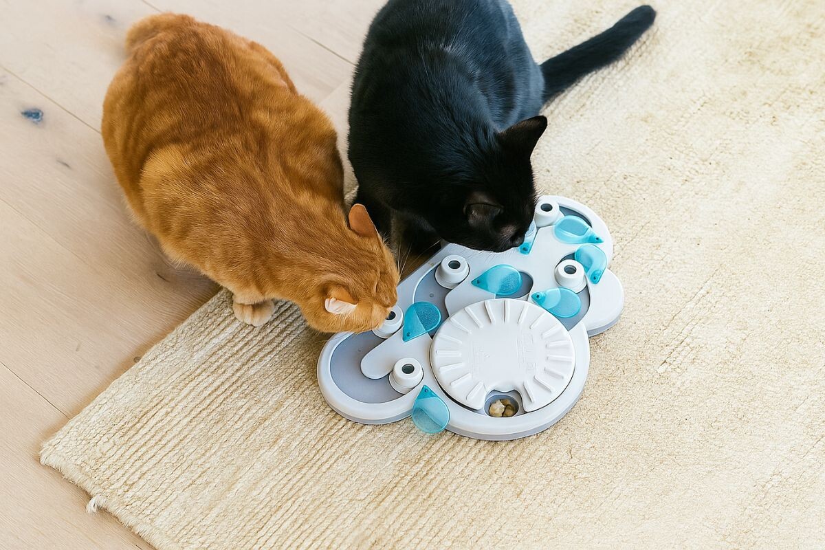 Кошки «добывают» корм 