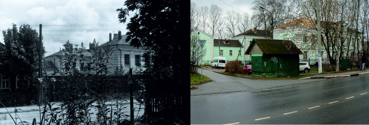 Вид на среднюю школу №2. На левой фотографии - вид из окна нашей кваартиры, когда мы еще жили на Комсомольской улице. 