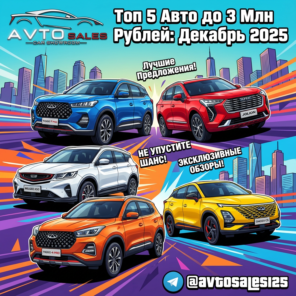    Топ-5 автомобилей до 3 миллионов рублей: декабрьский рейтинг 2025 года Авто Сейлс