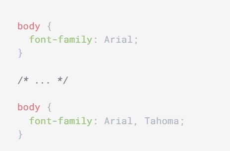 И когда первый шрифт не может быть загружен, то браузер пытается отобразить шрифт следующий через запятую. Например, Tahoma. А если и его нет, то отображает шрифт, который установлен в настройках браузера. В большинстве случаев это Times New Roman, но может быть и другой шрифт.
