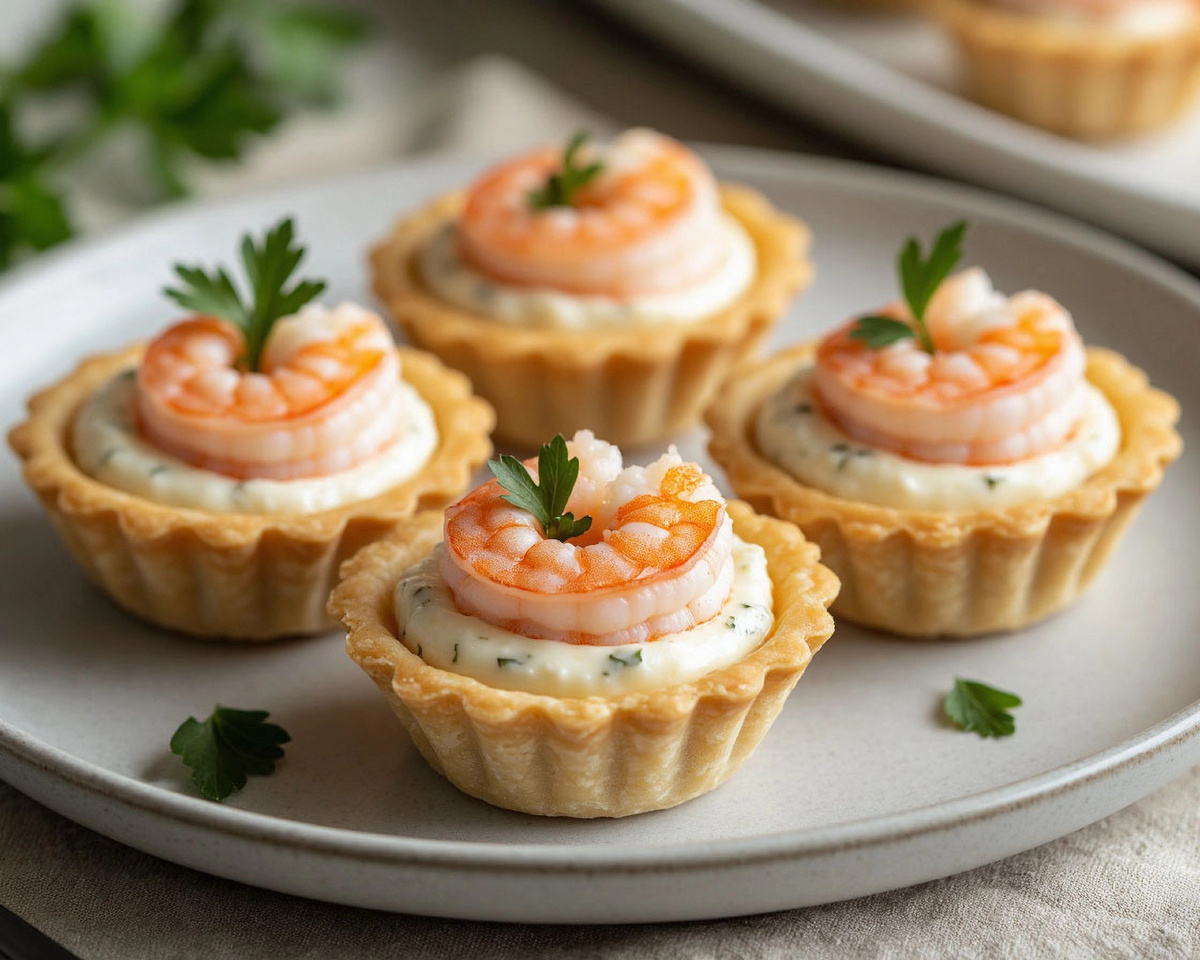 Тарталетки с креветками и сыром: изысканная закуска для праздника и фуршета. Пошаговый рецепт 🥧🧀🦐