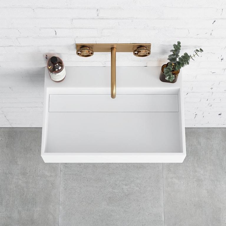 раковина со скрытым сливом из акрилового камня