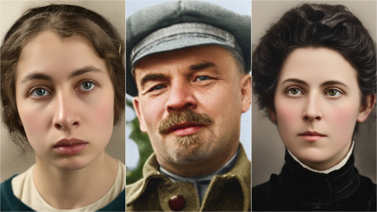 Ленин и две знаменитые эсерки - слева Фанни Каплан, справа - Мария Спиридонова, яркий оратор и лидер эсеров