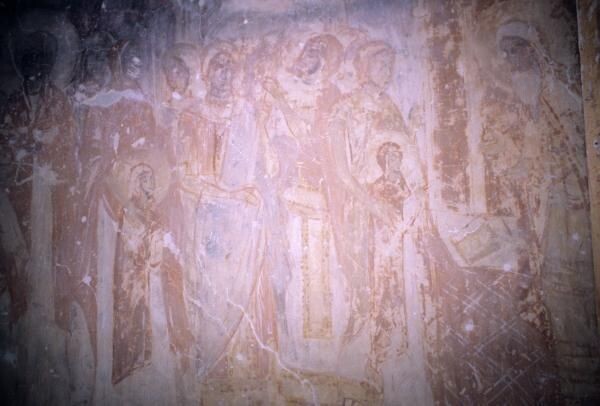    Снетогорский монастырь. Фреска «Введение во храм Пресвятой Девы Марии» в соборе Рождества Богородицы. 1313 год. / РИА «Новости»