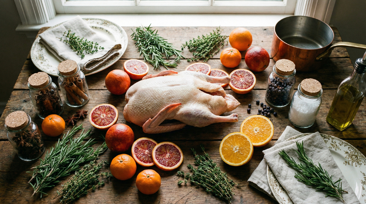 **Утка:** 1 тушка весом 2–2,5 кг. (Лучше брать охлажденную, фермерскую. 