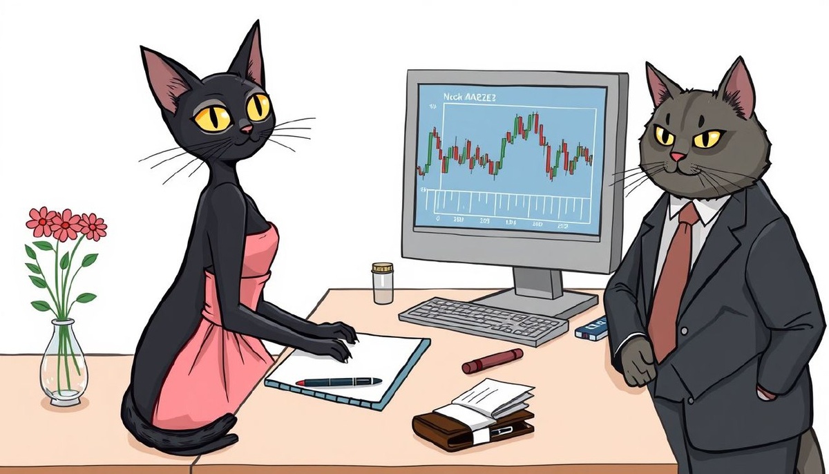 - Тебе не место на бирже! – говорит старый опытный кот начинающей кошке. "Но у меня же получается зарабатывать!" – думает она про себя. 