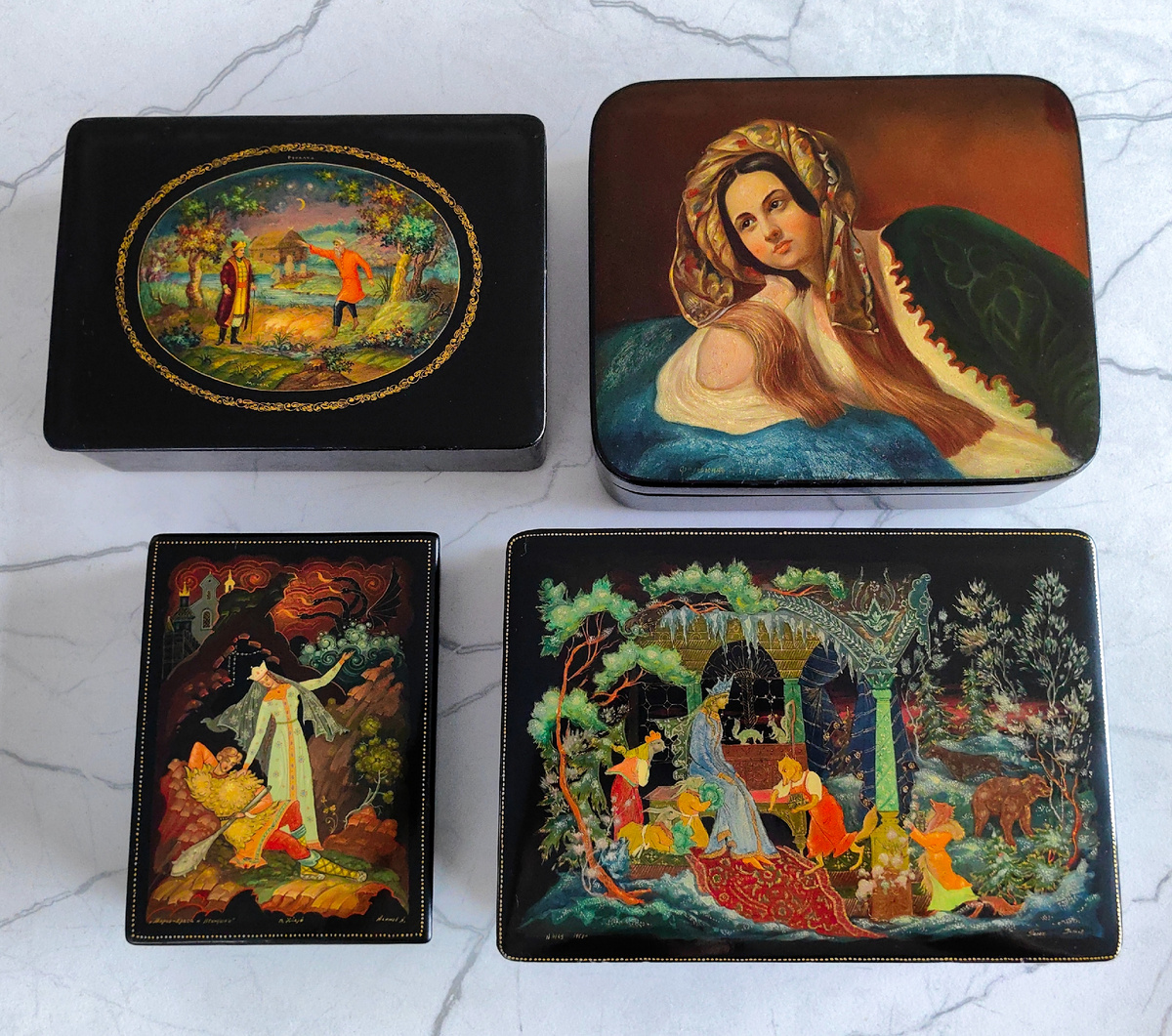 По часовой стрелке Федоскино (Турчанка), Палех, Холуй, Мстёра