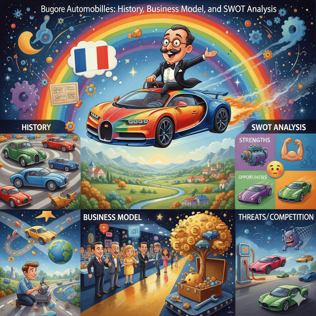 Bugatti Automobiles: история, бизнес-модель и SWOT-анализ. Создано ИИ