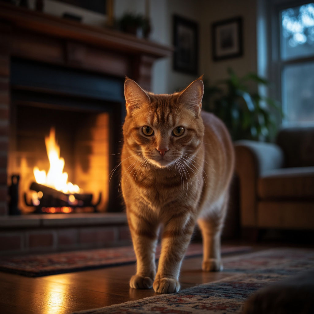 Он не прячется. Он использует портал. Ваш камин — это не отопительный прибор, а дверь в параллельный мир тепла.