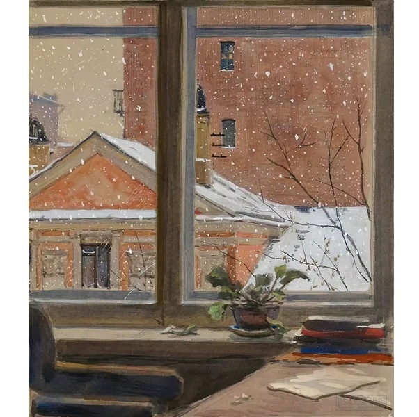 Владимир Богаткин. Окно. 1941-1942. Картон, карандаш, акварель, белила. 41 х 36,1. Государственный исторический музей