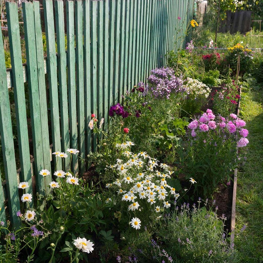 забор с цветами