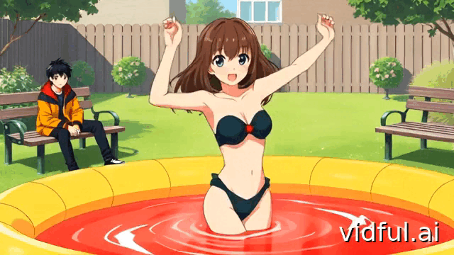 Танцевальное купание в красной воде.