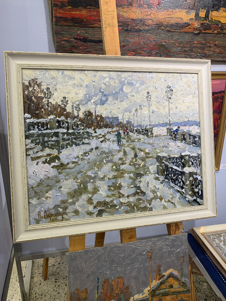 Николай Лукашук «Набережная. Снег» 2025, картон, масло 40х50