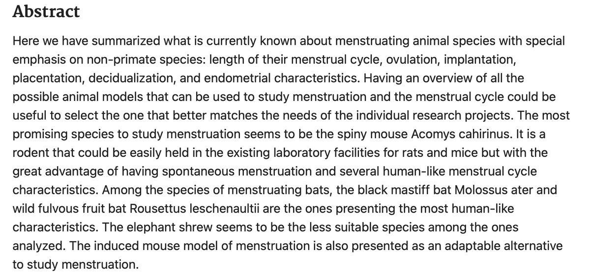 Characteristics of the endometrium in menstruating species: lessons learned from the animal kingdom
