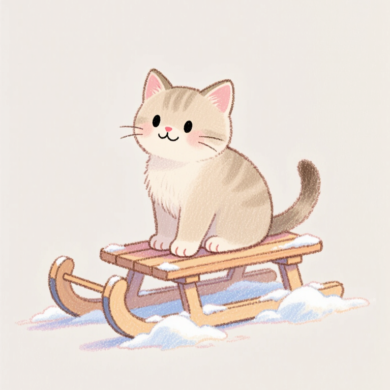 Вот и котёнок Иви уже в саночках сидит)