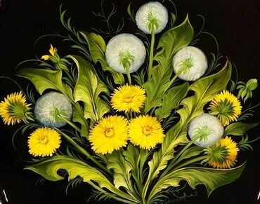 Жостовская роспись. Одуванчики. Из открытых источников