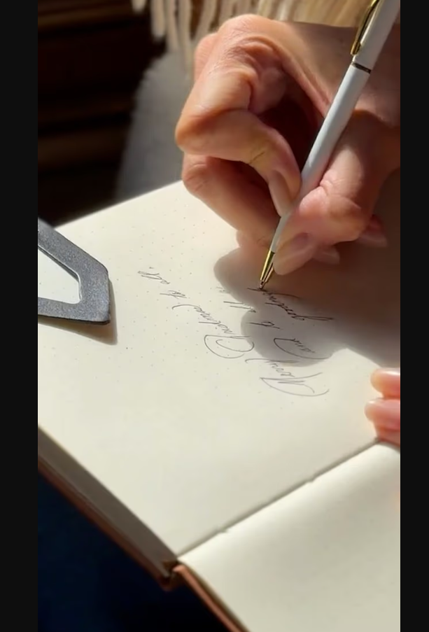 Меган Маркл что-то выписывает в ролике. Вам не кажется, что ручку она держит прям очень крепко, рука, наверное, деревенеет