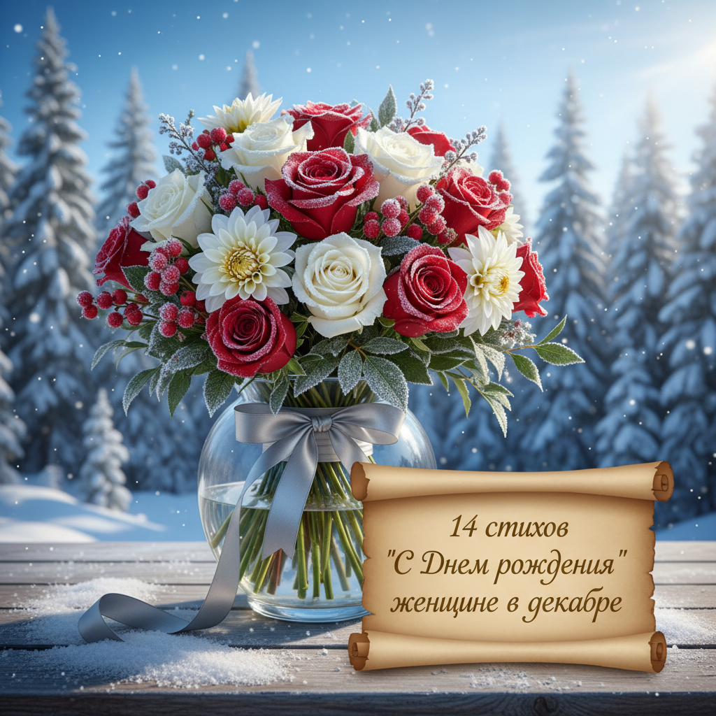 14 стихов "С Днем рождения" женщине в декабре