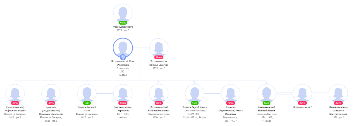 Фрагмент моего родового древа – Золотовых-Воздвиженских.