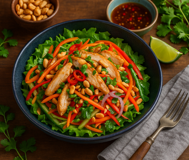 Острый салат с курицей и арахисом