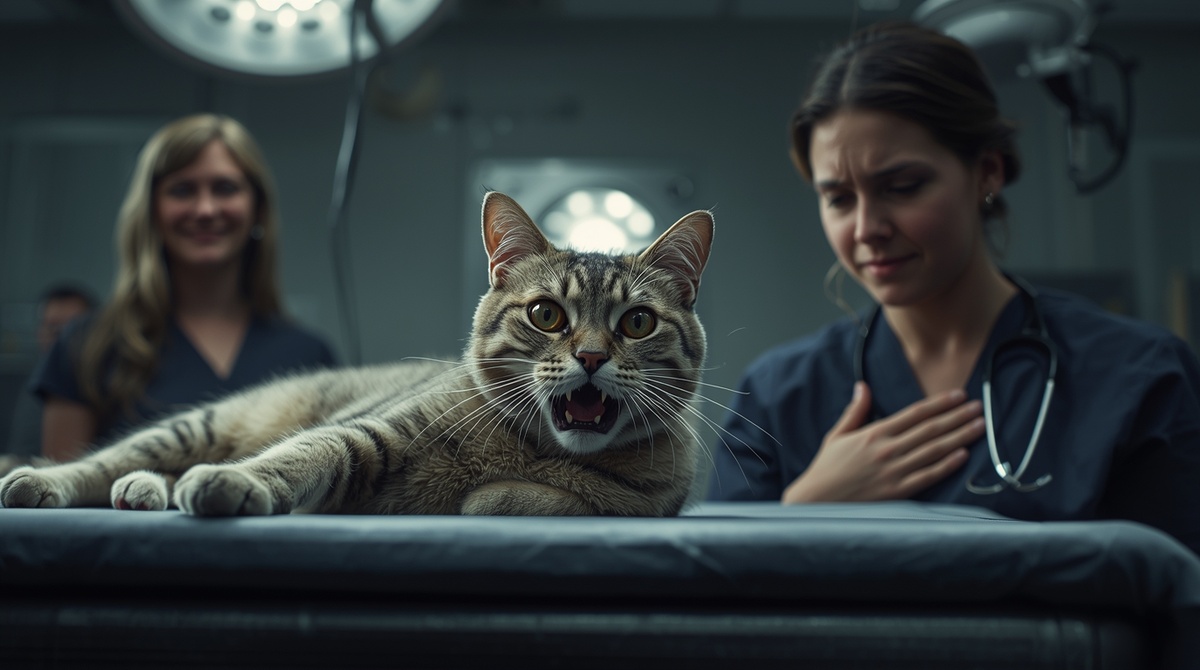 Она лежала на операционном столе и громко мурлыкала.