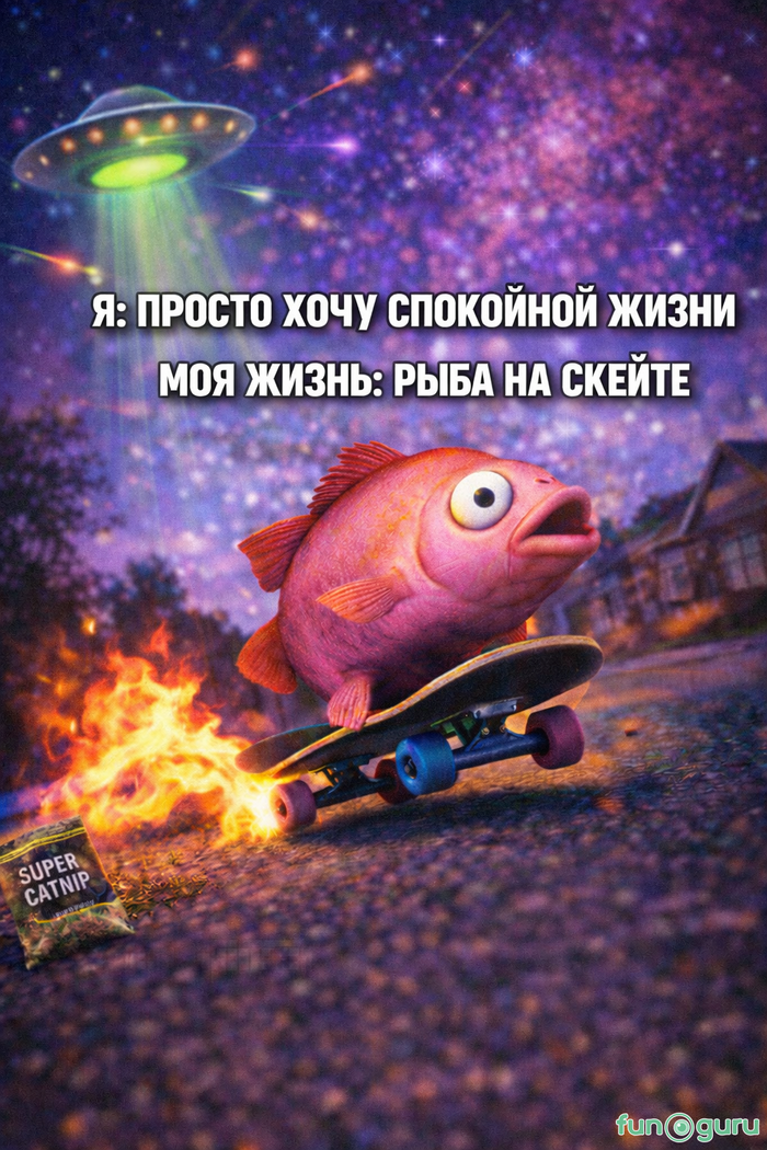 #рыба #скейт #абсурд #мем #юмор #жиза #жизненно #нло #огонь #драйв #движение #на волоске #опасность