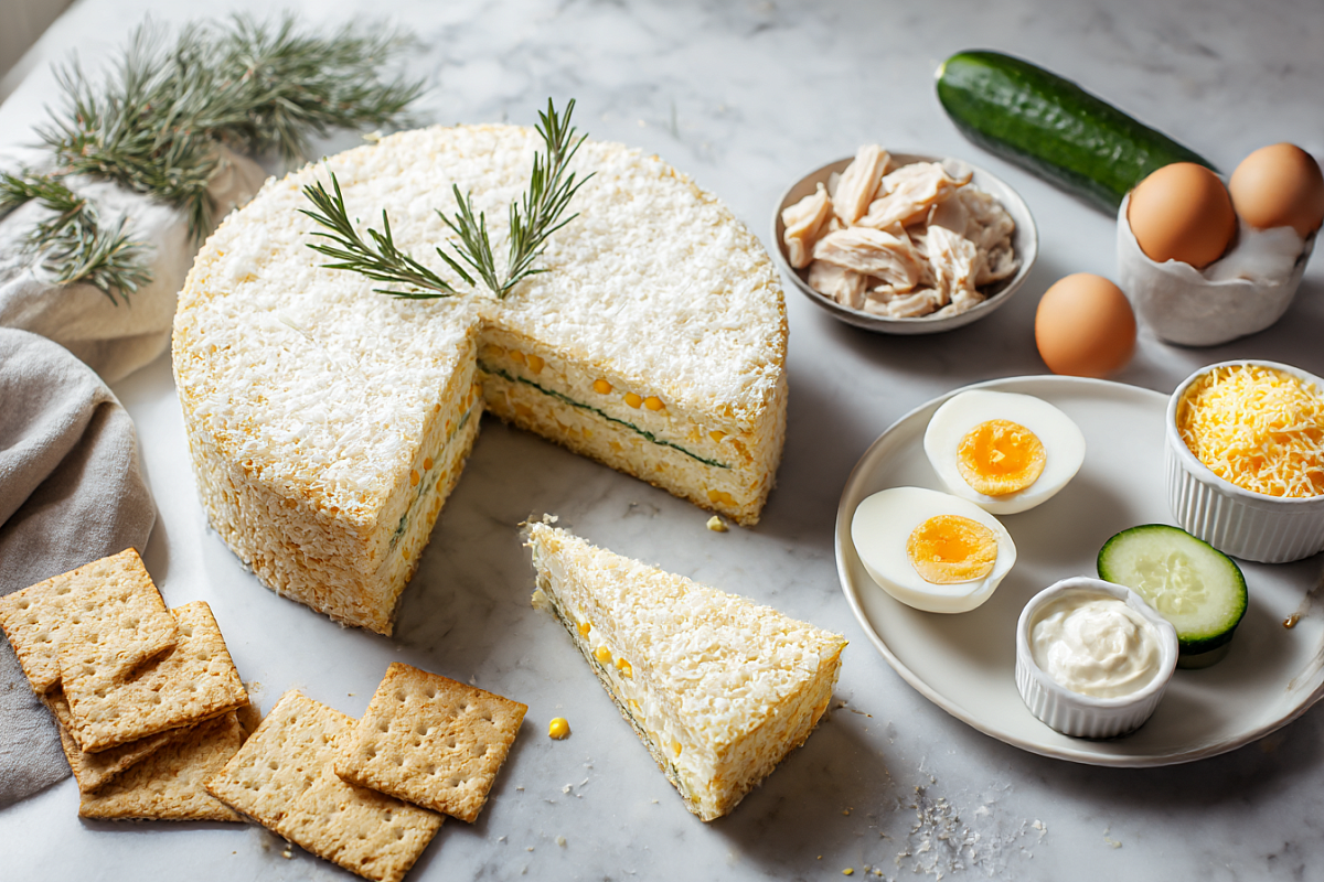    Закусочные торты любят за «вау»-разрез — выглядят как десерт, а по вкусу это настоящий праздничный салат