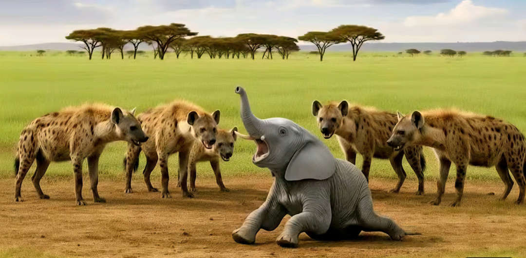 Маленький слонёнок и стая гиен: кто спасёт того, кого все покинули | Реальная история из саванны