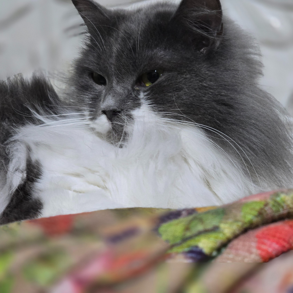 серо-белая принцесса в мягких подушках