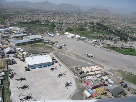 На снимке: Увы, фото аэропорта Дуала в Камеруне у меня нет в архиве. Но так выглядит с высоты кусочек аэропорта в Кабуле.