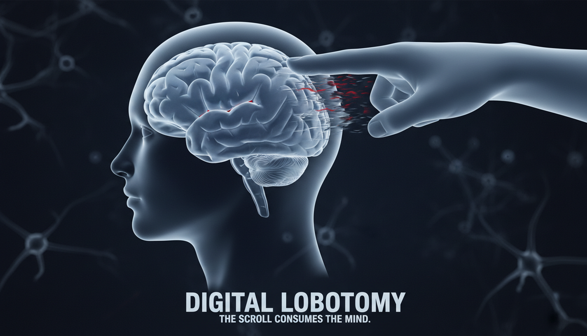 Метафора того, как скроллинг ленты уничтожает интеллект