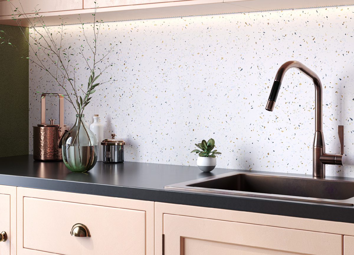Коллекция керамогранита Vetro на фартуке в кухне