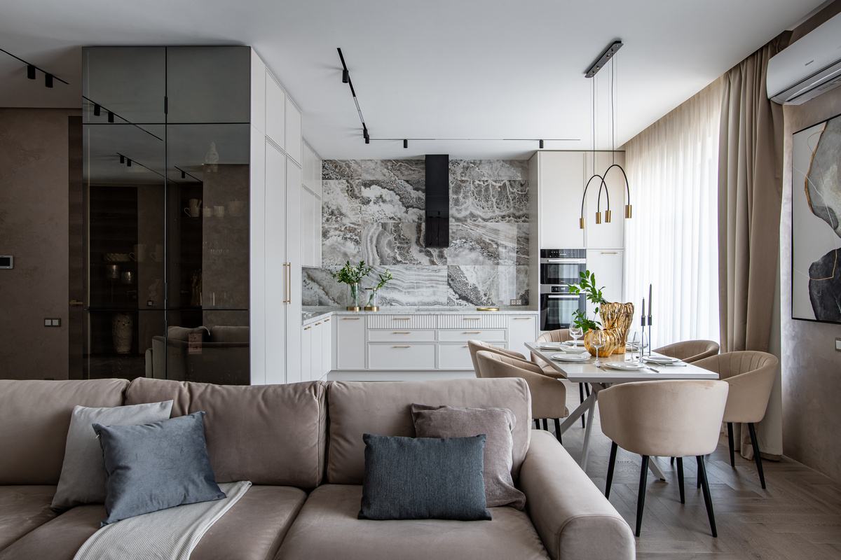 Кухня-гостиная в нашем проекте ЖК Серебряный парк