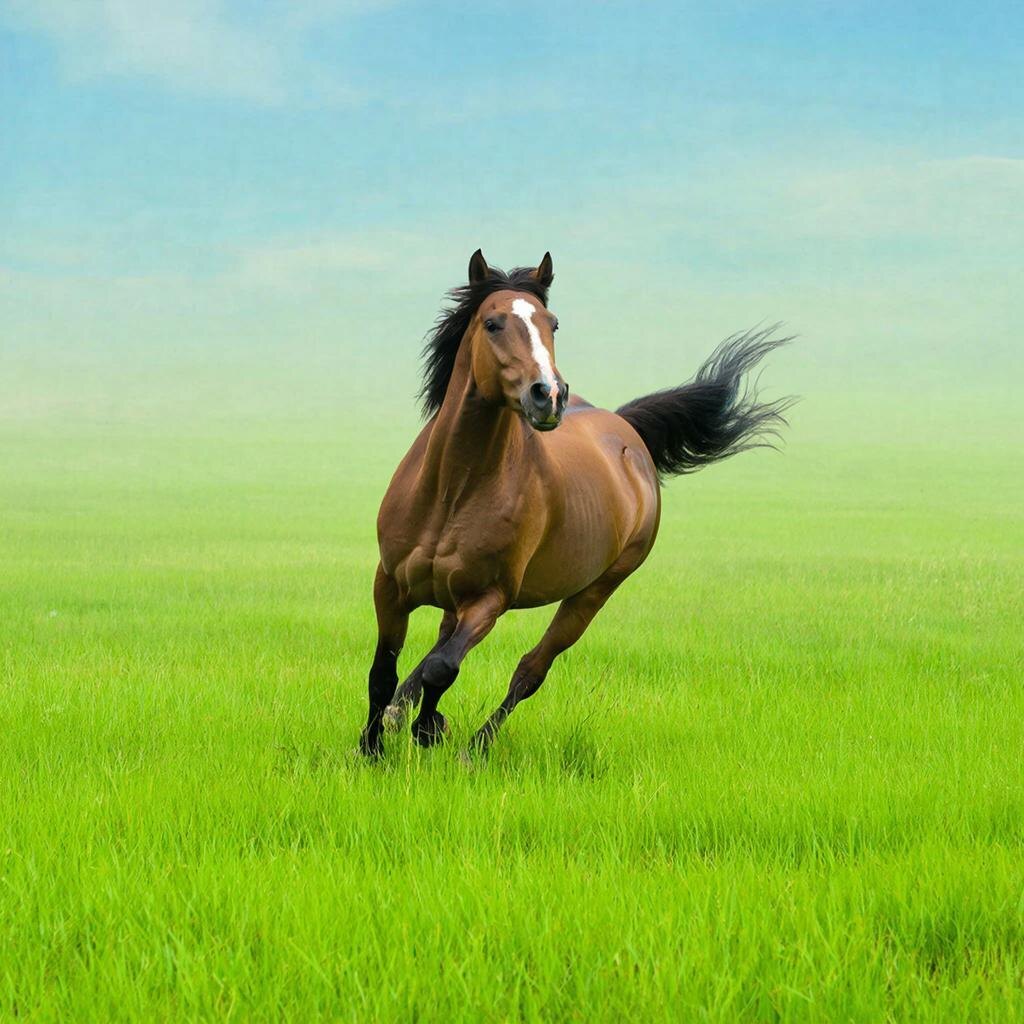 Энергичная лошадка. Изображение сгенерировано сервисом GigaChat 