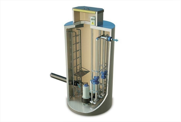 Канализационная насосная станция (КНС) в разрезе