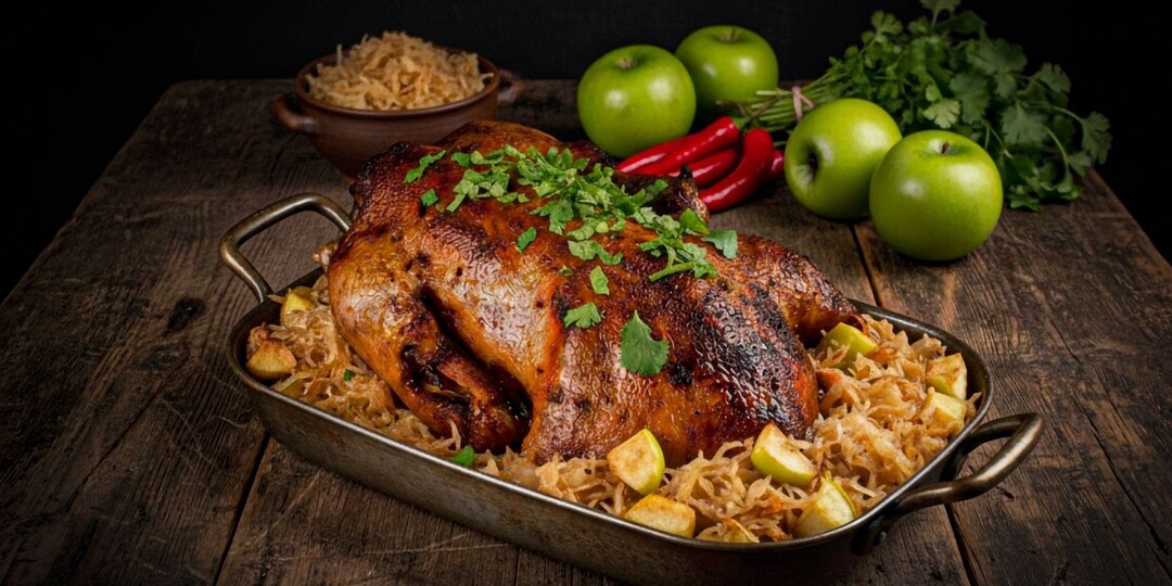 Рецепт утки с яблоками, квашеной капустой по-грузински