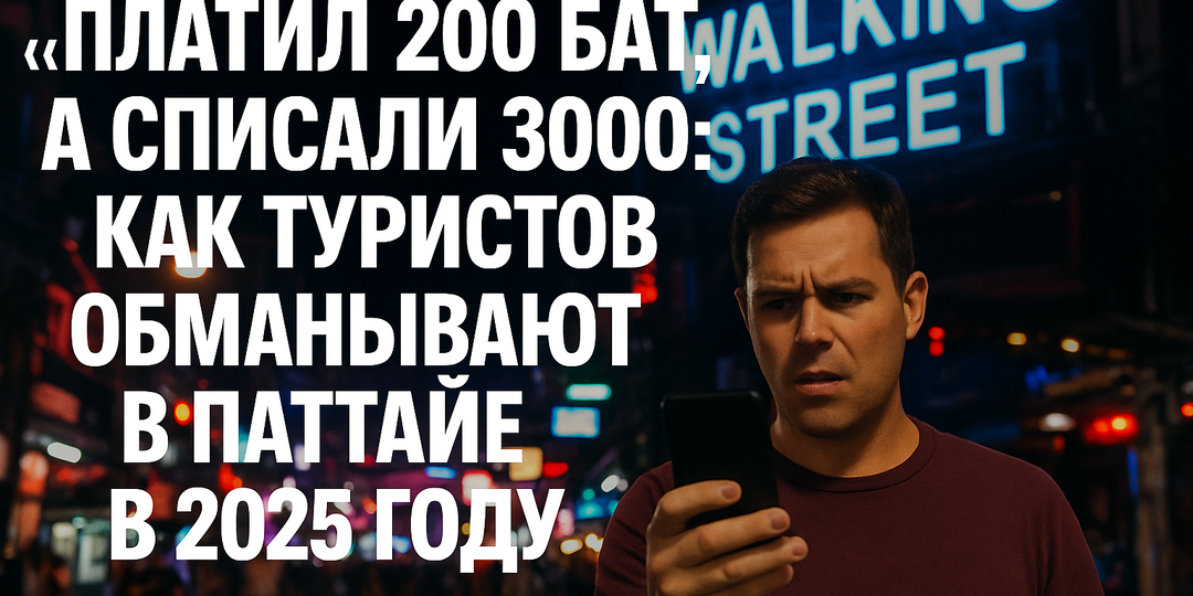«Платил 200 бат, а списали 3000»: как туристов обманывают в Паттайе в 2025 году