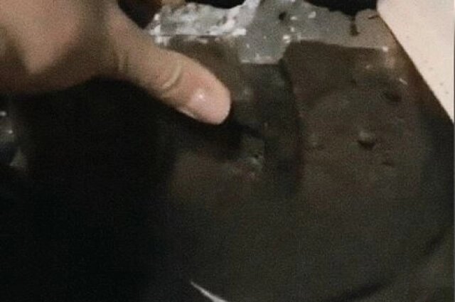    Кусок люка, попавший в машину. Фото: кадр видео/ соцсети