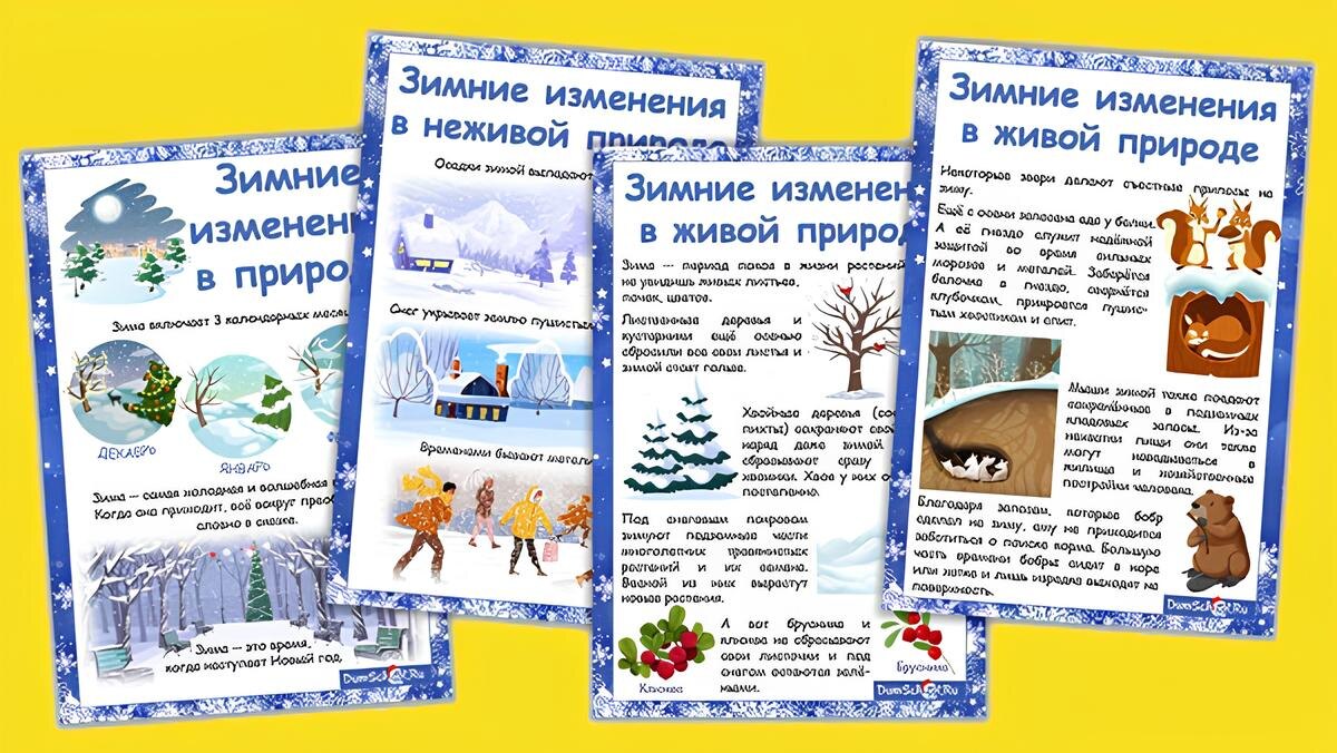 Зимние изменения в природе. Оформление