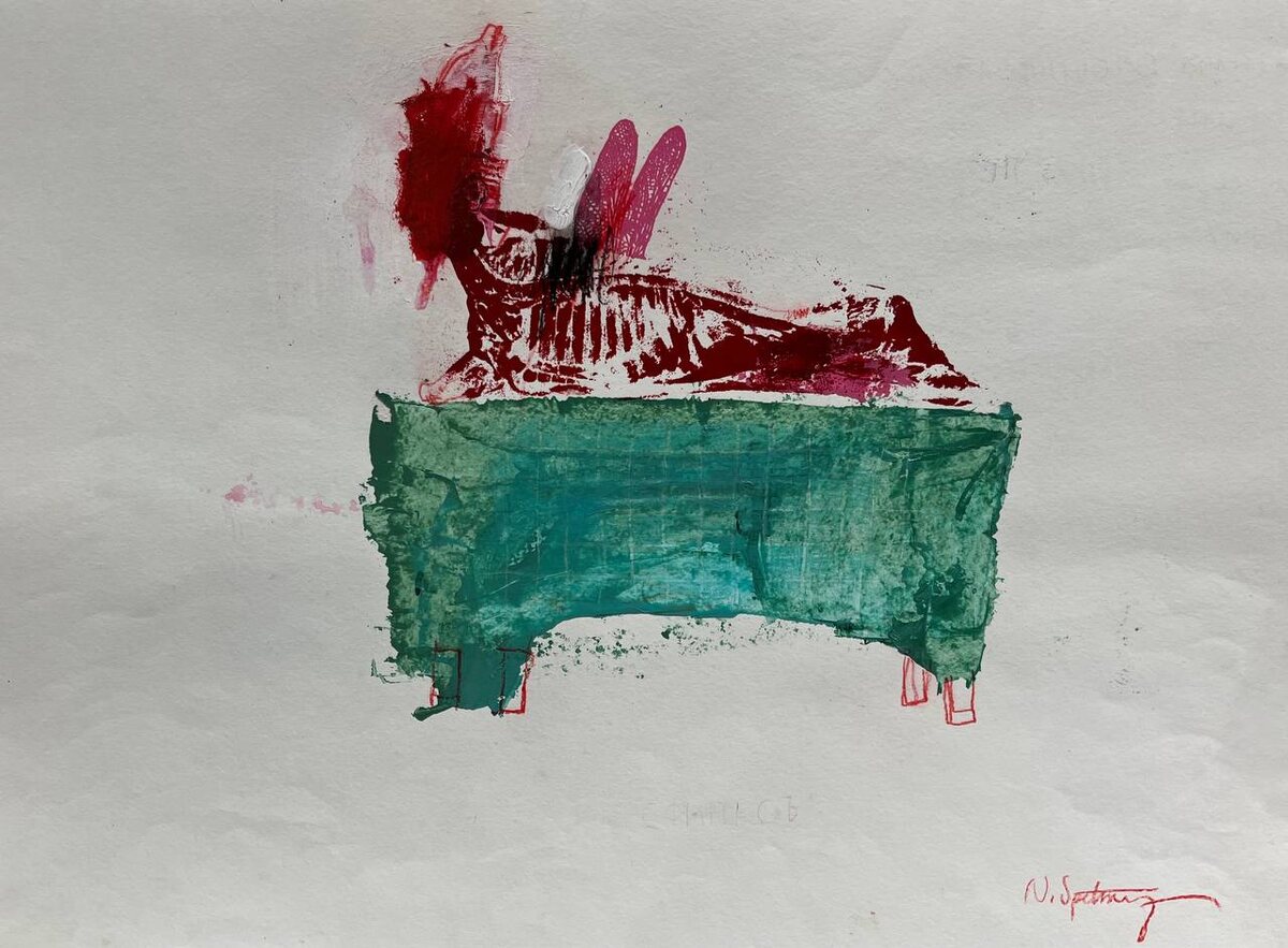 Сфинкс. 42 х 60 см. Бумага, акрил, смешанная техника