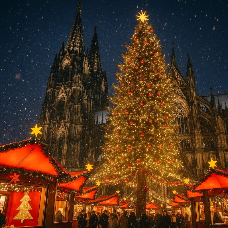 Рождественская ярмарка у Кёльнского собора: одно из самых атмосферных мест Европы.