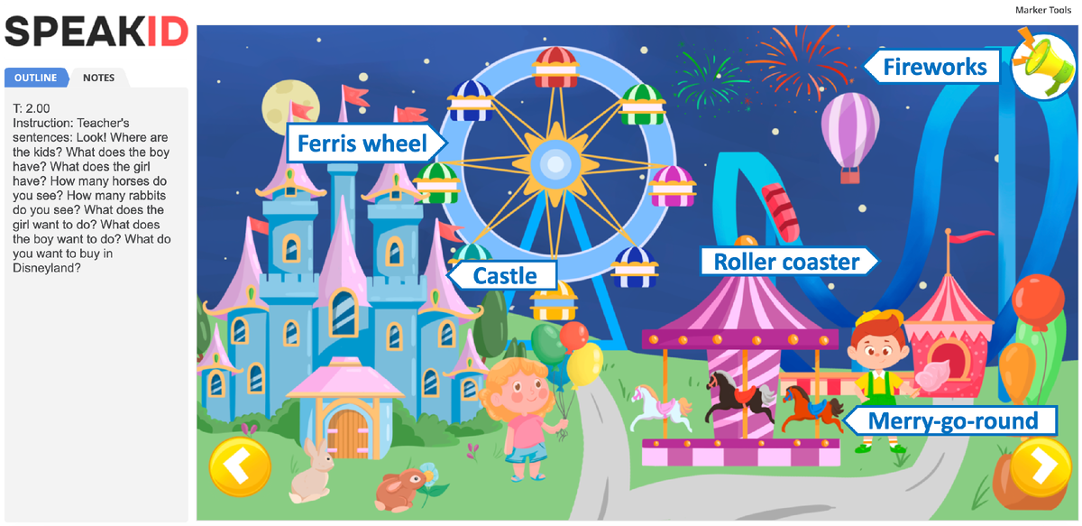 Каждый слайд с подсказками и озвучкой, нажимаешь на слово — сразу правильное произношение.