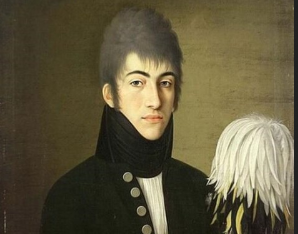 Неизвестный художник. "Портрет Алексея Охотникова", фрагмент картины