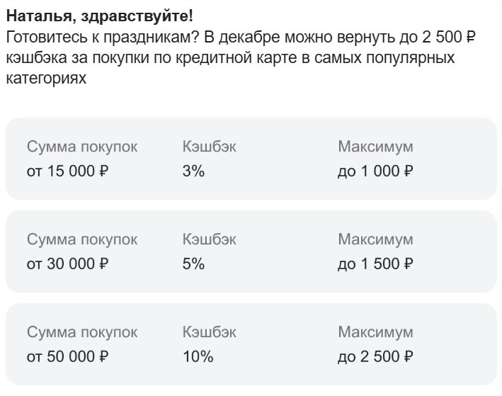 Письмо от ОТП с акцией декабрь 2025