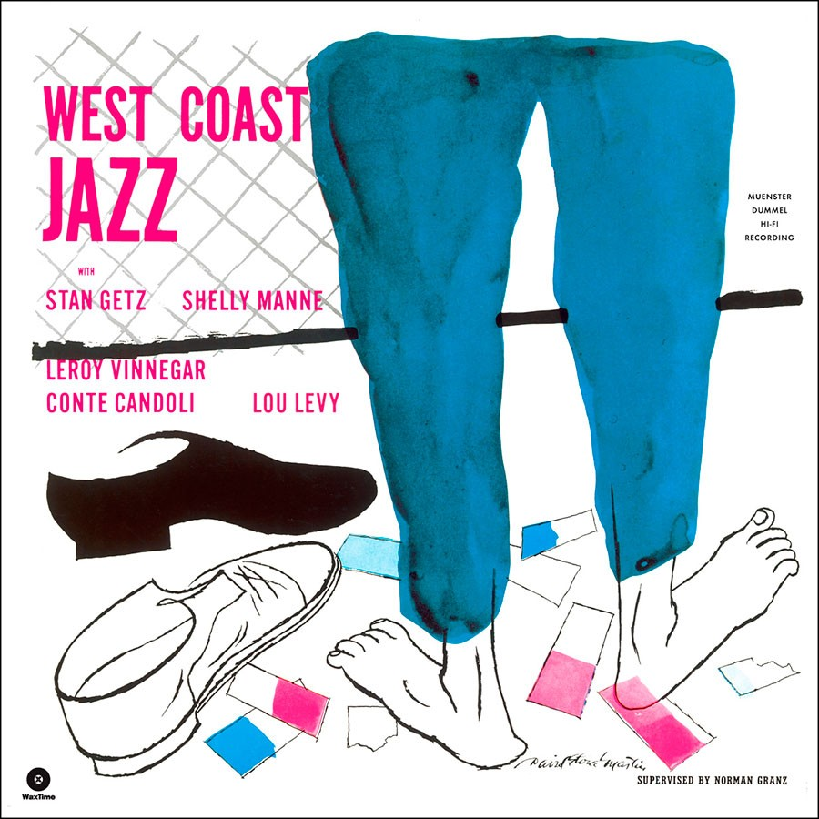 Обложка альбома саксофониста Стэна Гетца «West Coast Jazz» (Waxtime LPS 123669, 1955). Дизайн: Дэвид Стоун Мартин (см. о нём ранее в 3-м эпизоде цикла)