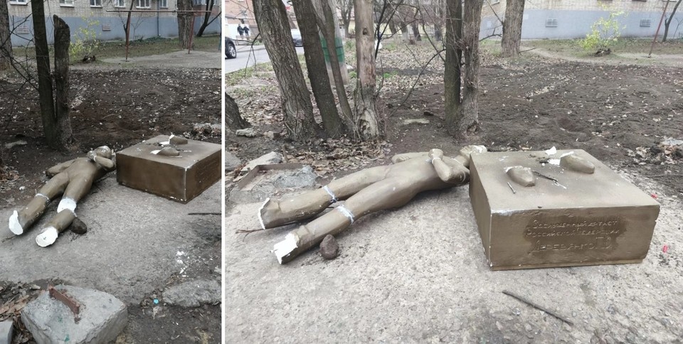  Век скульптуры оказался недолгим. Не простояла и суток. Фото: читатель 