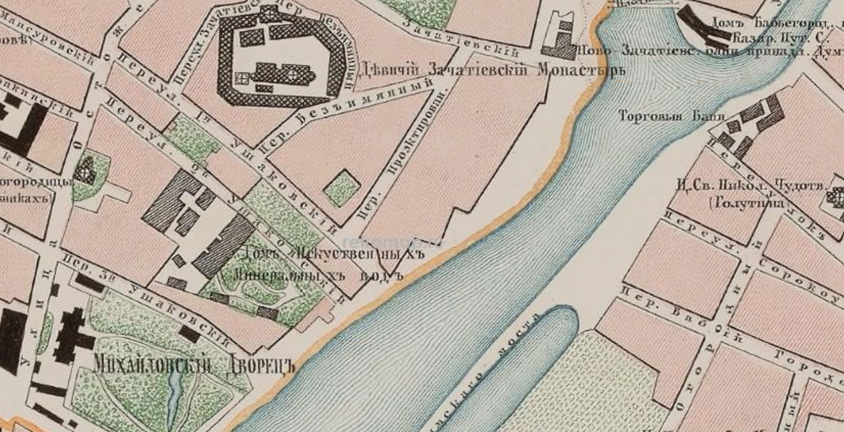 На карте первопрестольной 1859 года переулок назывался Проэктированным. С сайта www.retromap.ru.